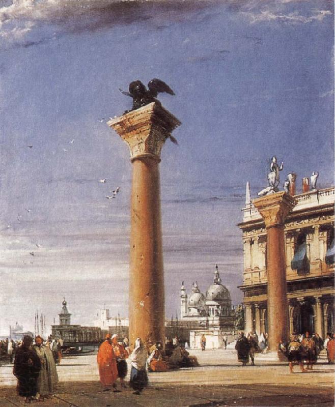 Richard Parkes Bonington The Column of St Mark in Venice Spain oil painting art